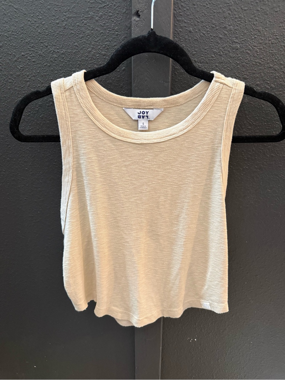 JoyLab Beige Ribbed Sleeveless Crop Tank